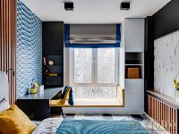 Дизайнерские римские штор в спальне современный стиль. Квартира Мытищи ЖК 9-18